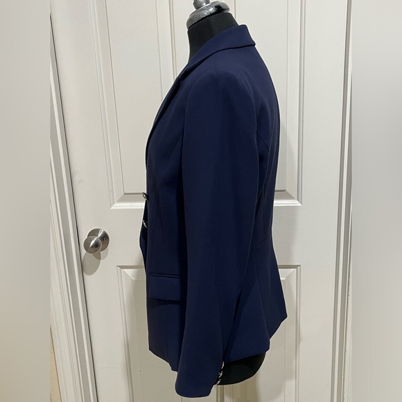 White House Black Market Midnight Blue DOUBLE BREASTED BLAZER WOMENS SIZE 10 - Picture 4 of 10